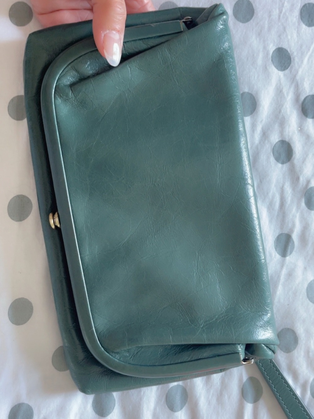 HOBO Dark Green Leather Wristlet Clutch - Picture 5 of 5